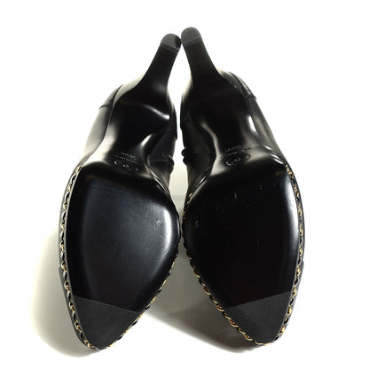 Chanel Lambskin Platform Chain Ankle Boots 36.5 Black 5 of 8
