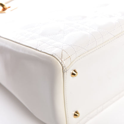 Christian Dior Patent Cannage Medium Lady Dior White 14 of 17
