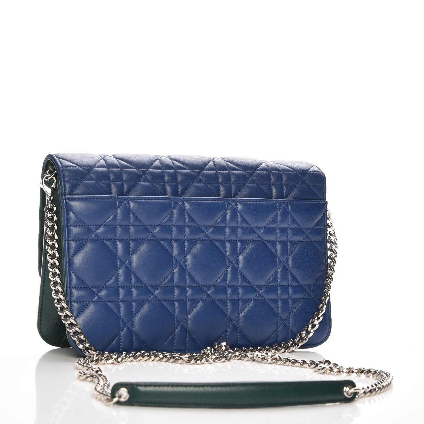 Lambskin Cannage Tri-Color Miss Dior Promenade Pouch Blue Celeste Deep Green