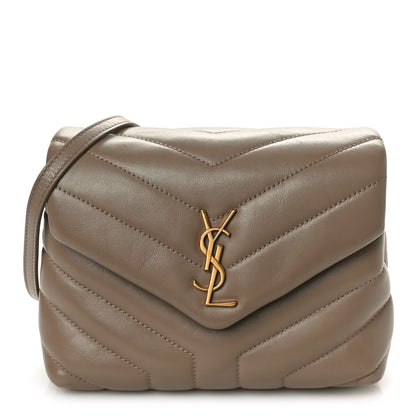Saint Laurent Calfskin Y Quilted Monogram Toy Loulou Crossbody Bag Taupe 1 of 10