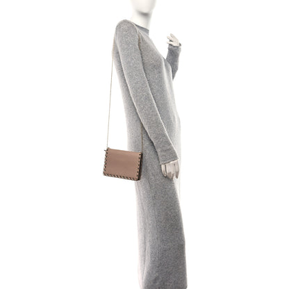 Valentino Garavani Pebbled Calfskin Rockstud Wallet On Chain Poudre 2 of 12