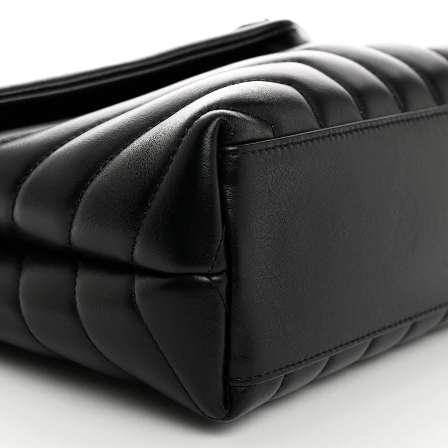 Calfskin Y Quilted Monogram Monochrome Small Loulou Chain Satchel Black