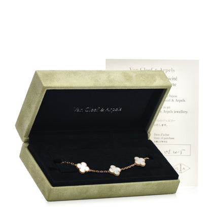 Van Cleef & Arpels 18K Yellow Gold Mother of Pearl 5 Motifs Vintage Alhambra Bracelet 5 of 5