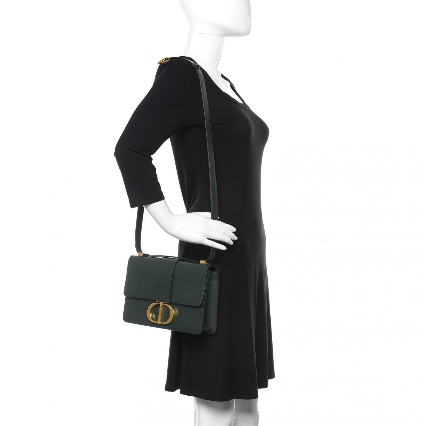 Smooth Calfskin 30 Montaigne Flap Bag Dark Green