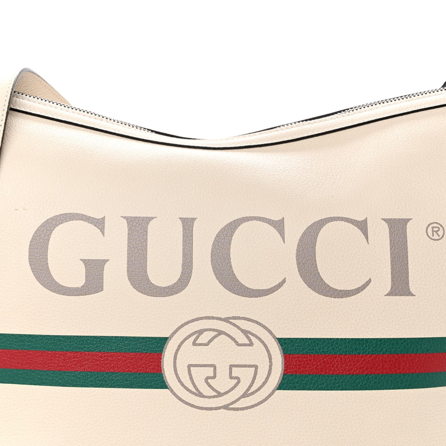Grained Calfskin Logo Half Moon Hobo White