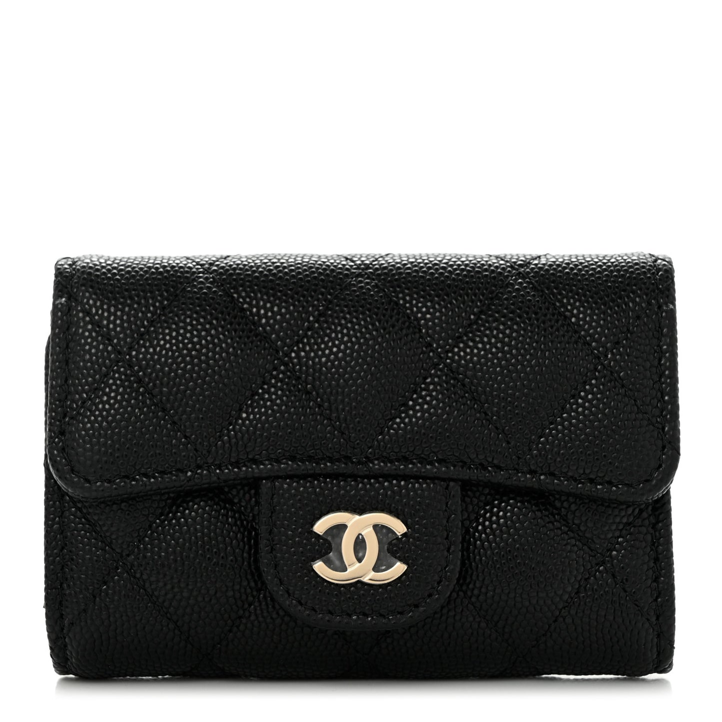 Caviar Quilted Classic 4 Key Holder Wallet Black