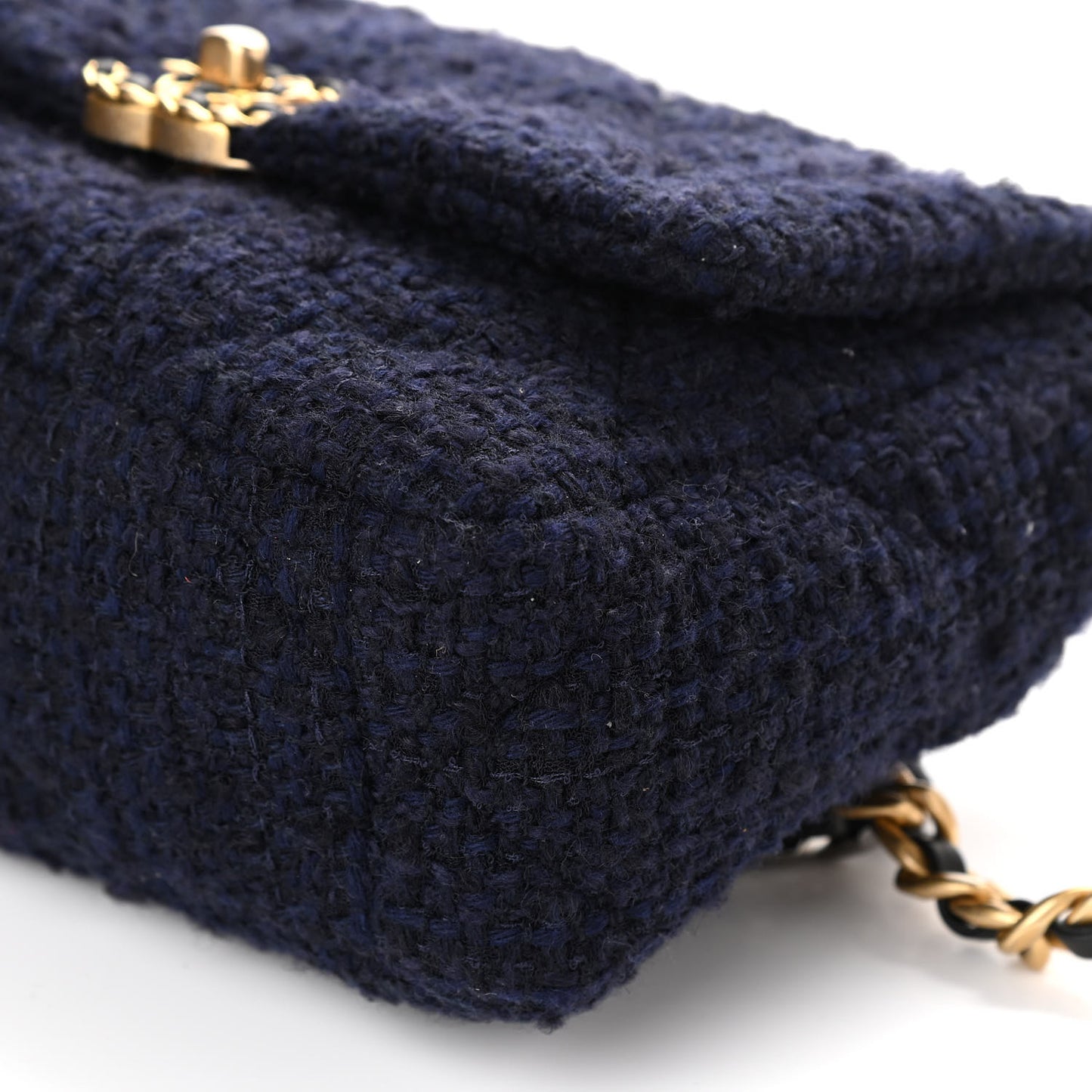Tweed Quilted Medium Chanel 19 Flap Navy Blue
