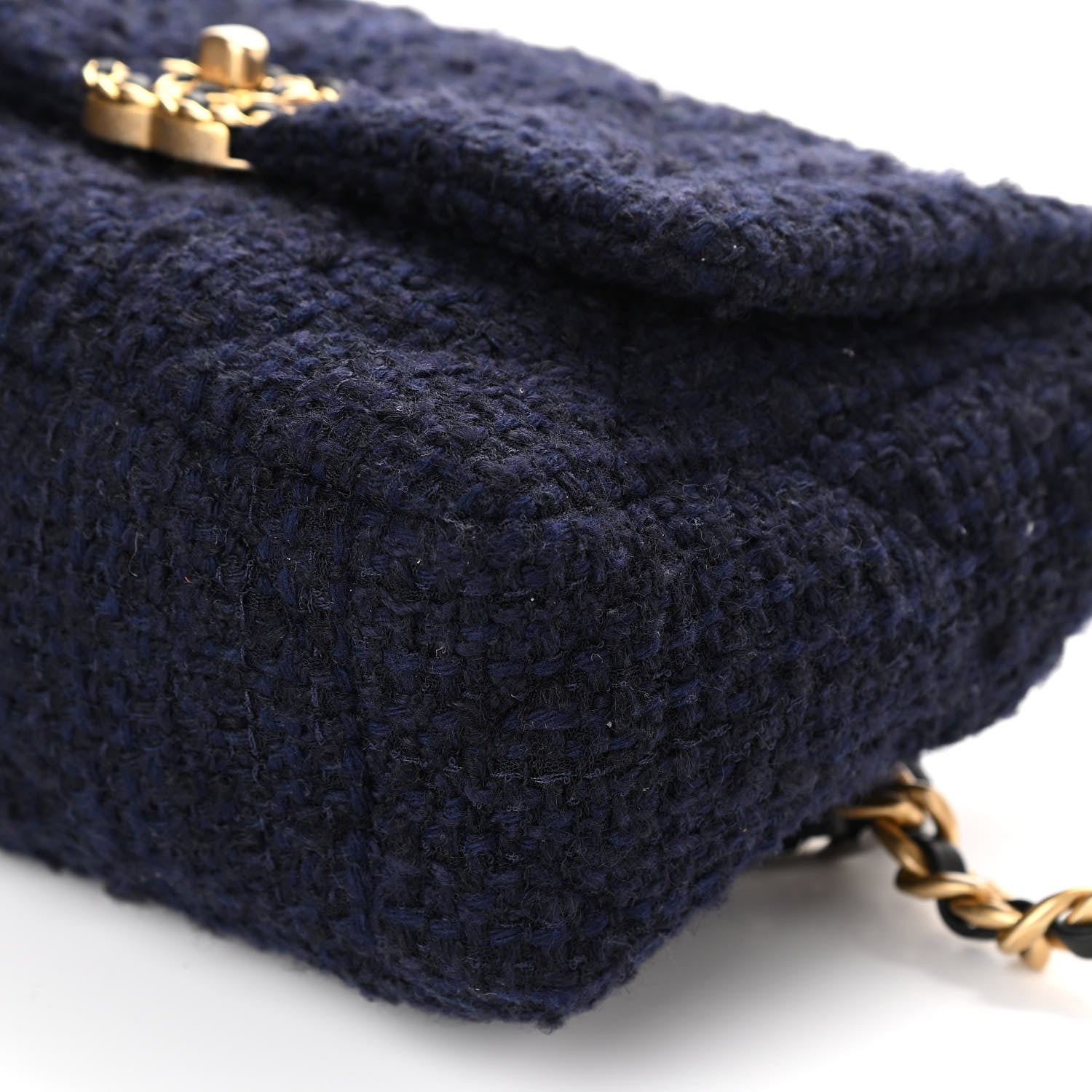 Chanel Tweed Quilted Medium Chanel 19 Flap Navy Blue 10 of 10