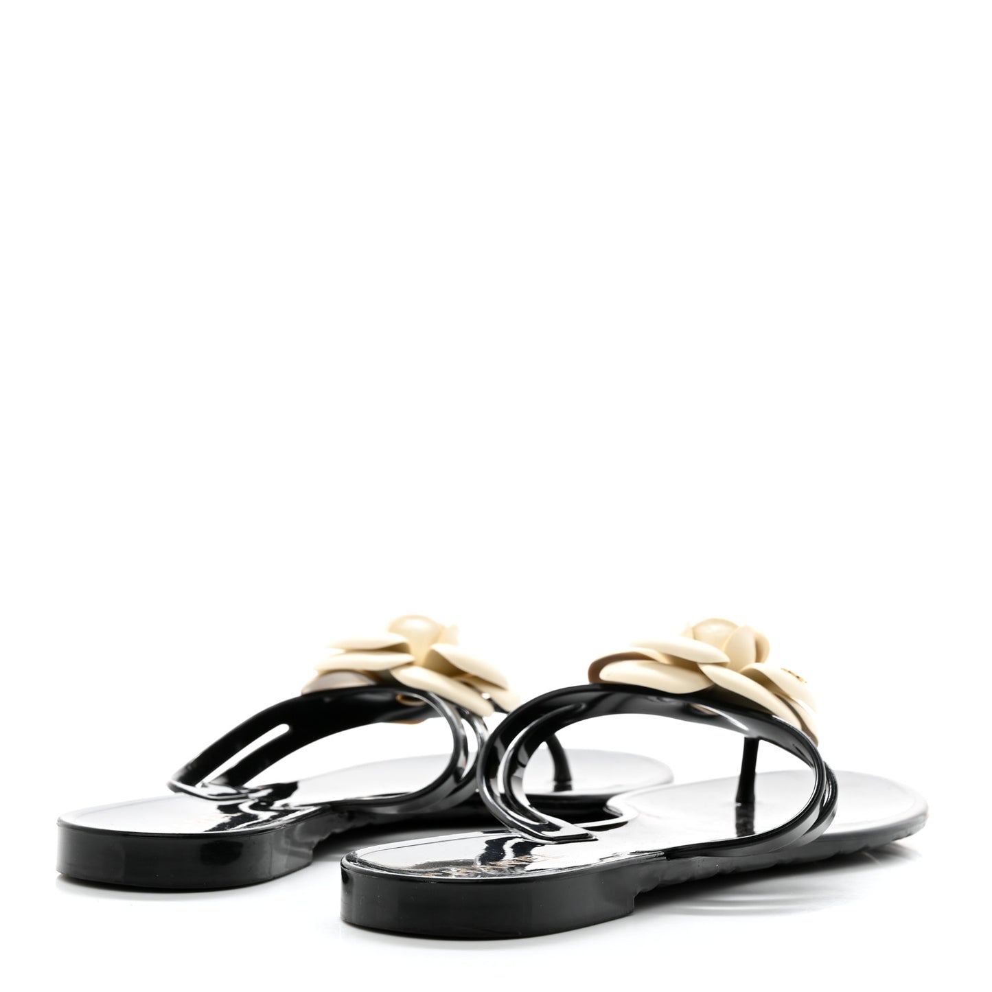 Jelly Camellia Thong Sandals 40 Black Ivory