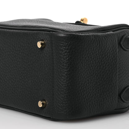 Hermes Taurillon Clemence Mini Lindy 20 Black 10 of 13