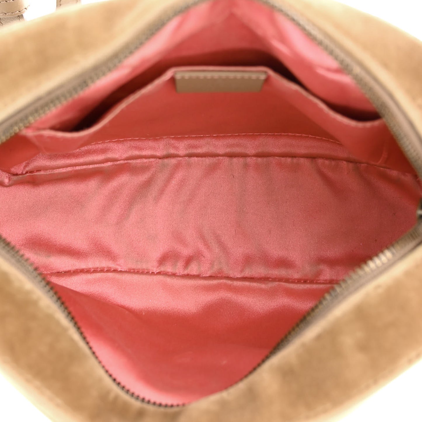 Velvet Matelasse Small GG Marmont Chain Shoulder Bag Taupe