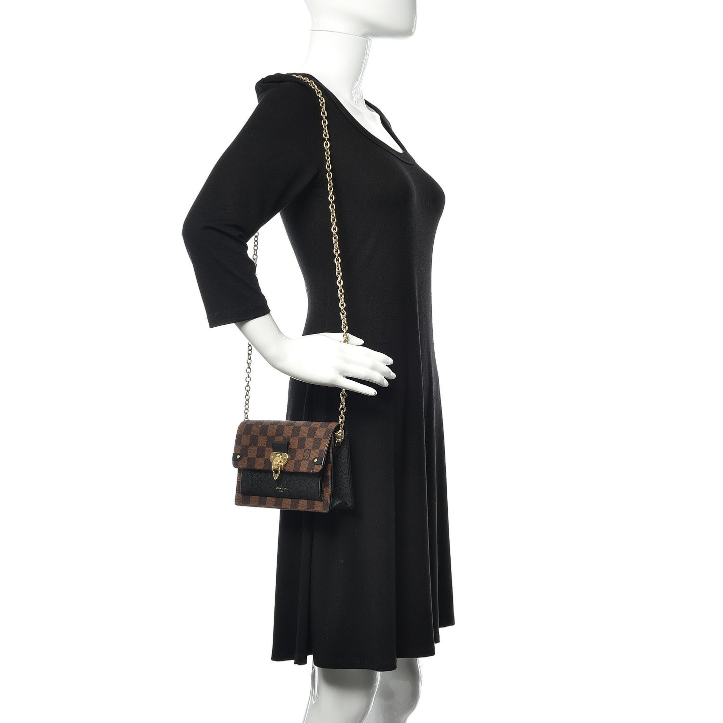 Damier Ebene Vavin Chain Wallet Black