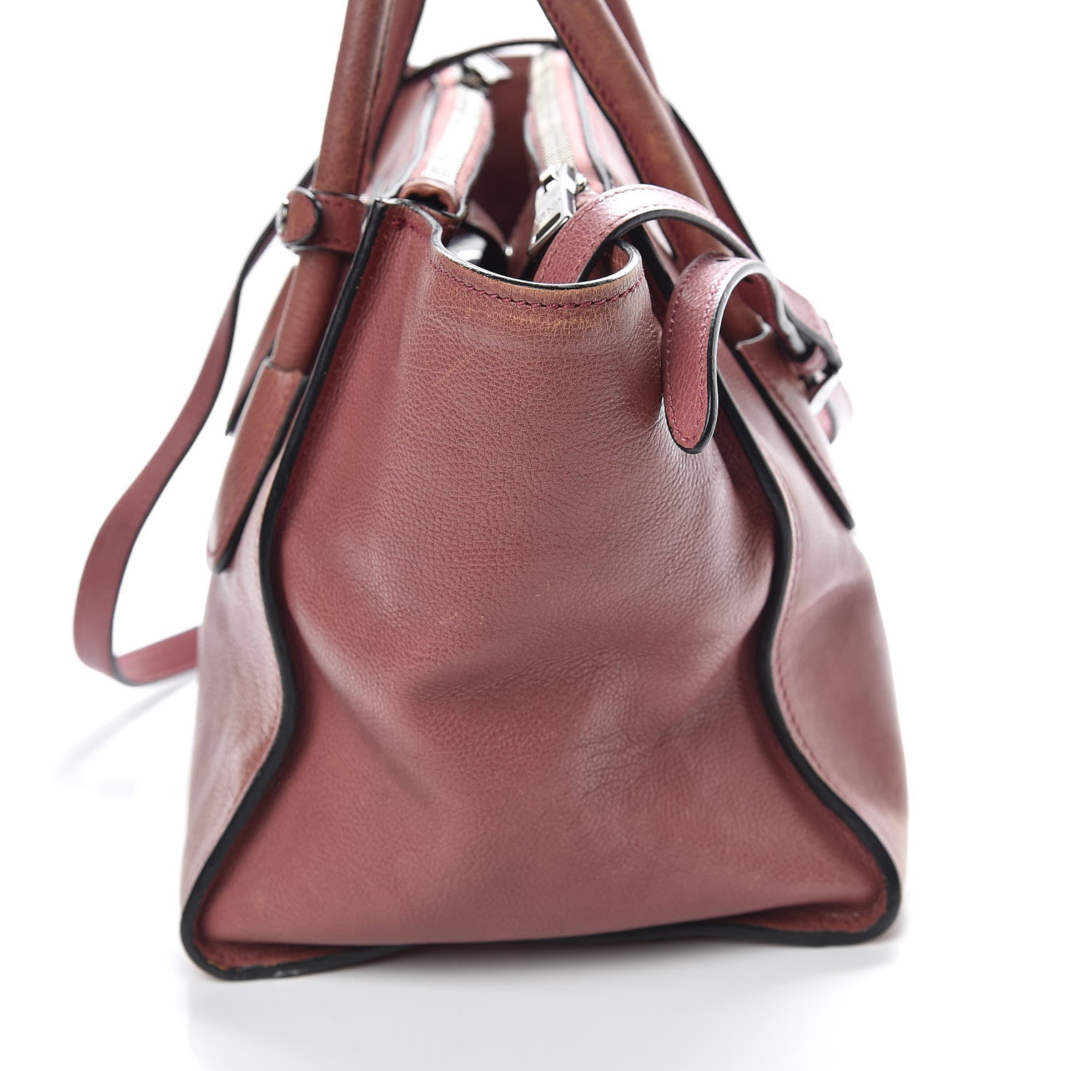 Prada Glace Calf Small Twin Pocket Tote Pink 15 of 23