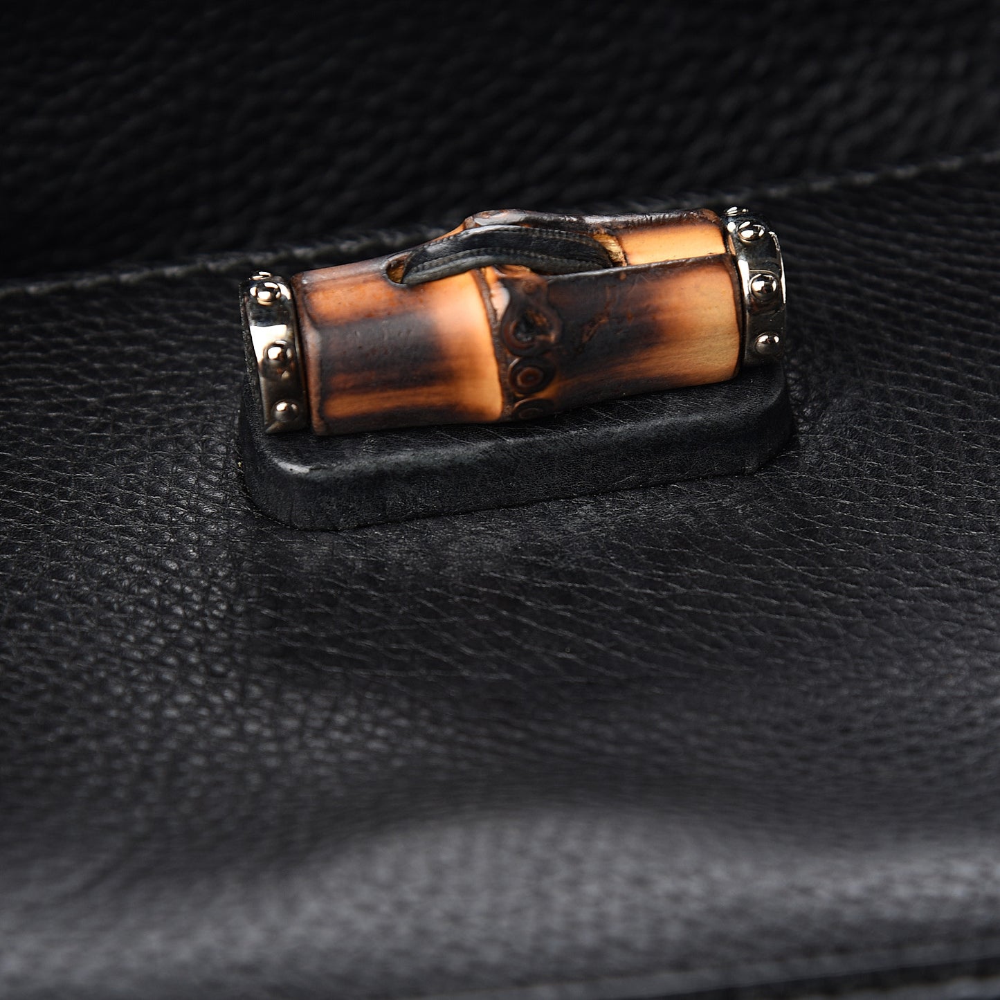 Calfskin Medium New Bamboo Top Handle Bag Black