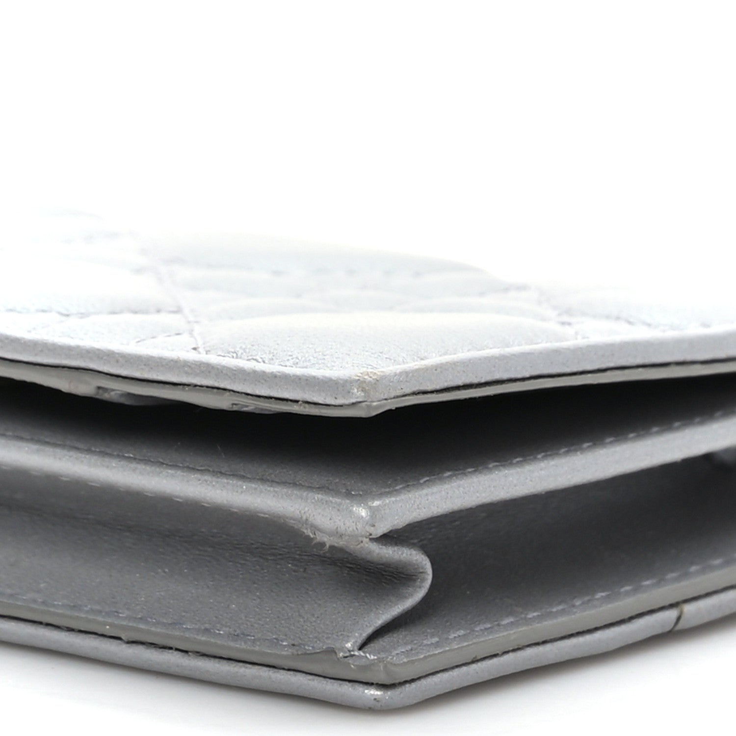 Christian Dior Metallic Lambskin Cannage SmallLady Dior Flap Card Holder Silver 8 of 8