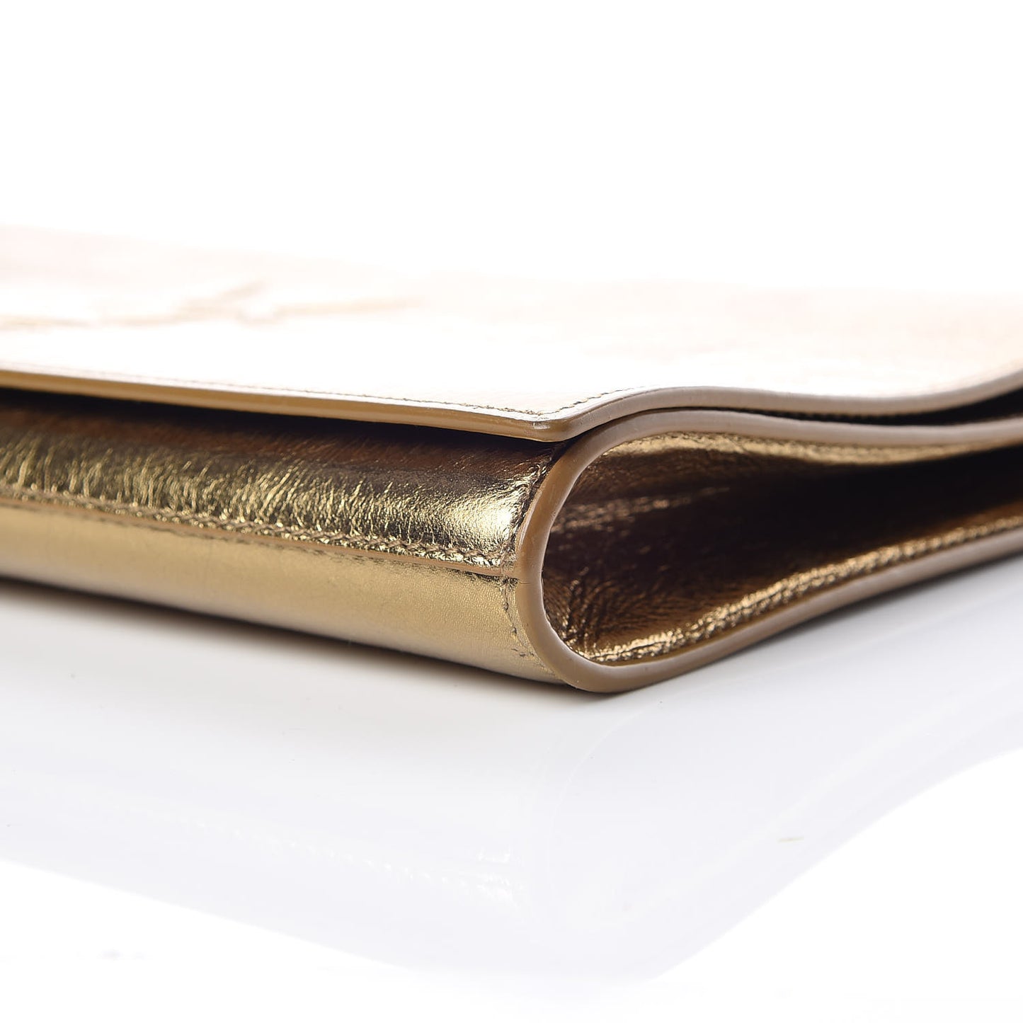 Metallic Calfskin Monogram Large Belle De Jour Clutch Gold