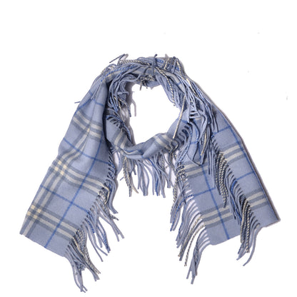 Burberry Wool Check Happy Fringe Scarf Blue 1 of 4