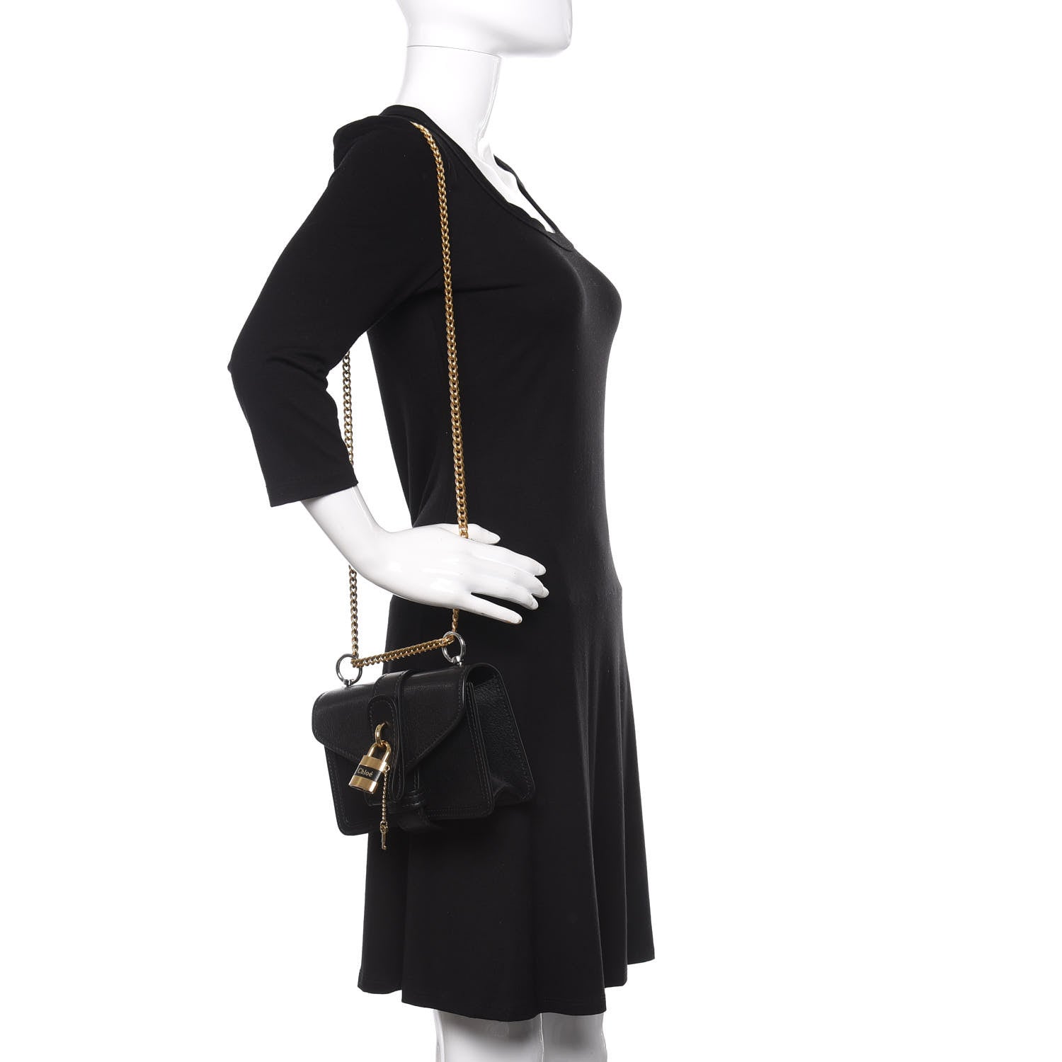 Chloe Shiny Goatskin Calfskin Mini Aby Chain Shoulder Bag Black 2 of 9