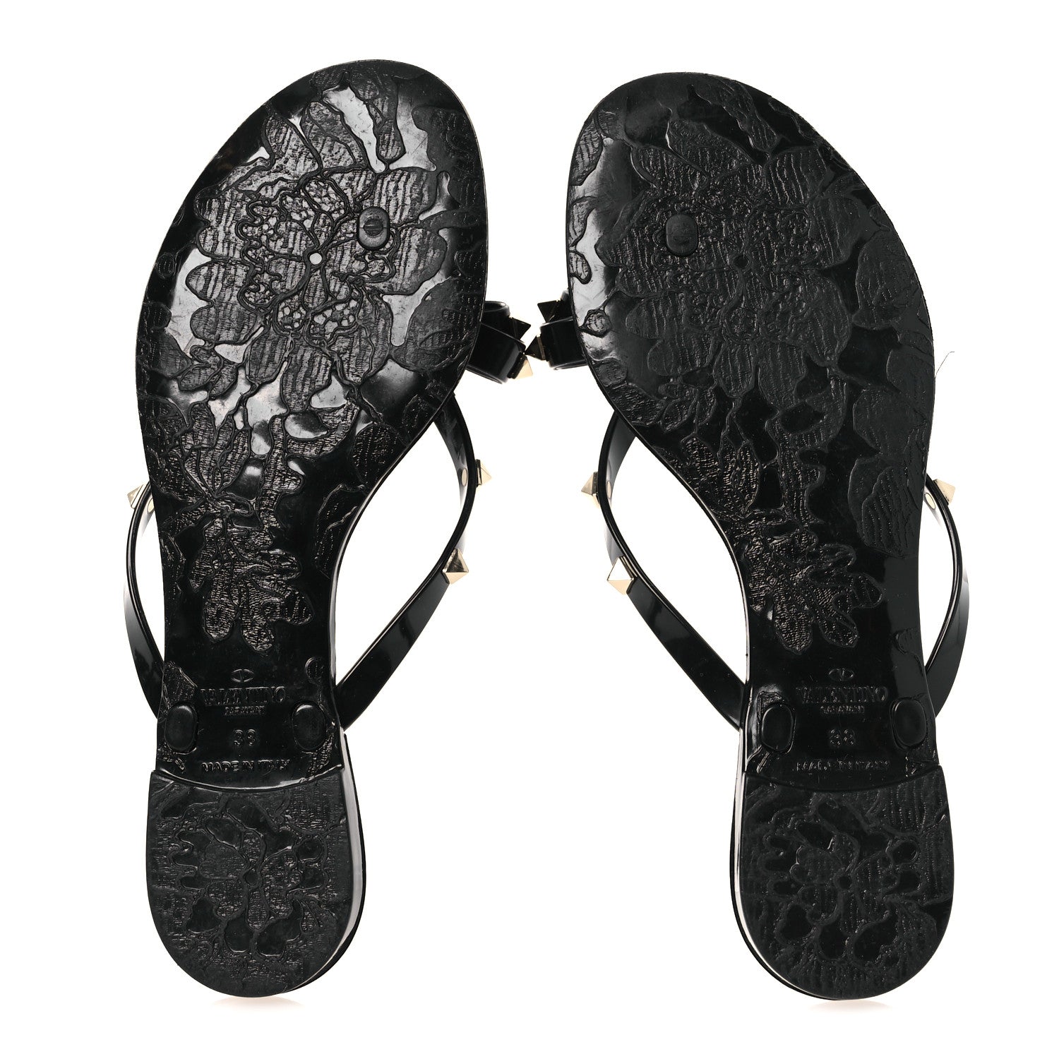 Valentino Garavani PVC Jelly Rockstud Bow Thong Sandals 38 Black 7 of 9