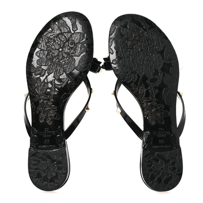 Valentino Garavani PVC Jelly Rockstud Bow Thong Sandals 38 Black 7 of 9