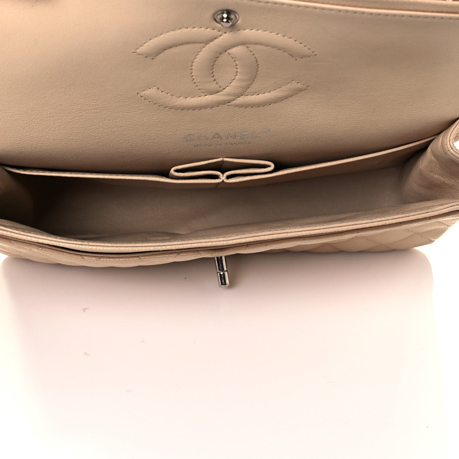 Chanel Caviar Quilted Medium Double Flap Beige Clair 5 of 10