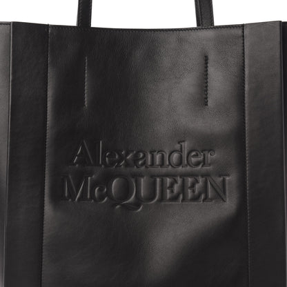 Alexander McQueen Calfskin Embossed Signature Shopper Black 9 of 9