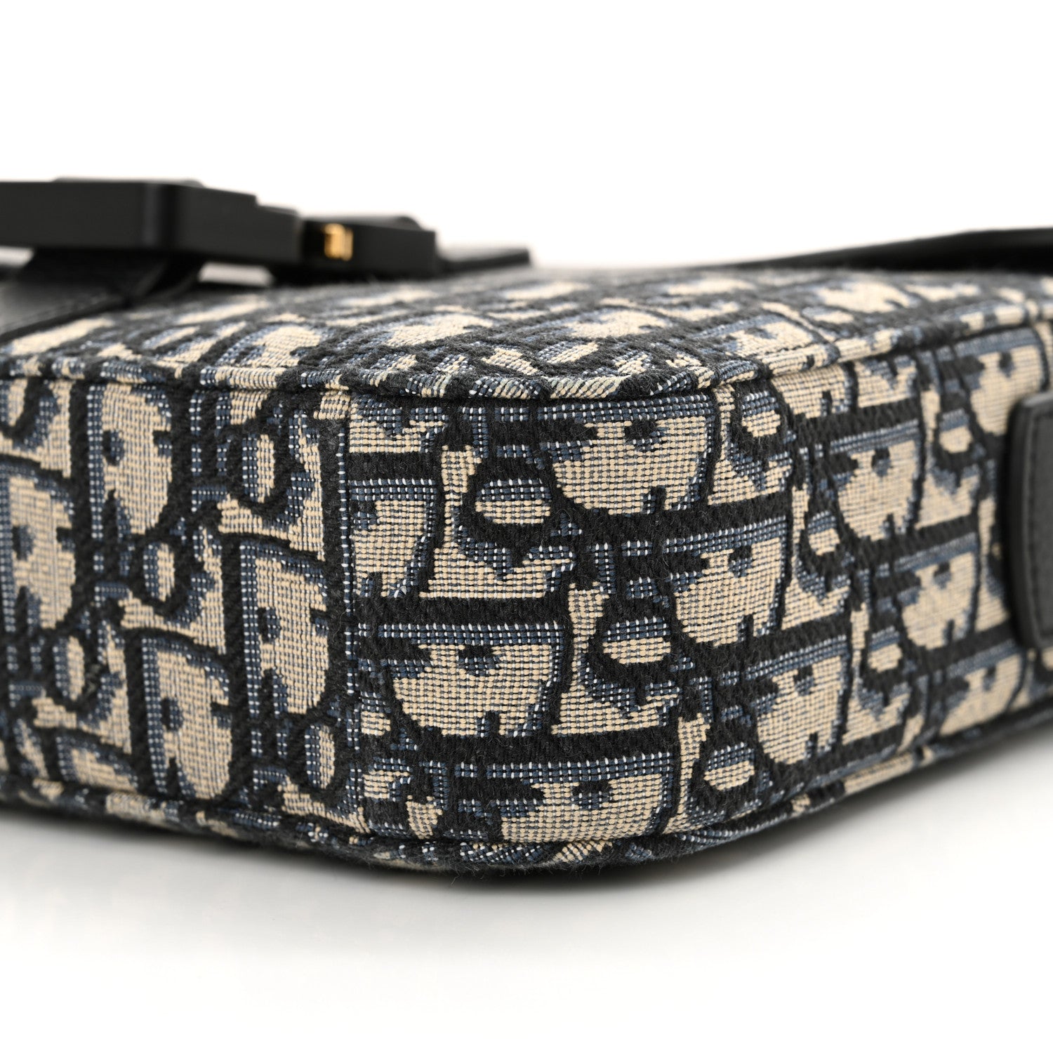 Christian Dior Oblique Jacquard Grained Calfskin Small Saddle Messenger Bag Beige Black 10 of 11