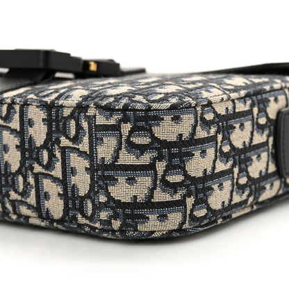 Christian Dior Oblique Jacquard Grained Calfskin Small Saddle Messenger Bag Beige Black 10 of 11