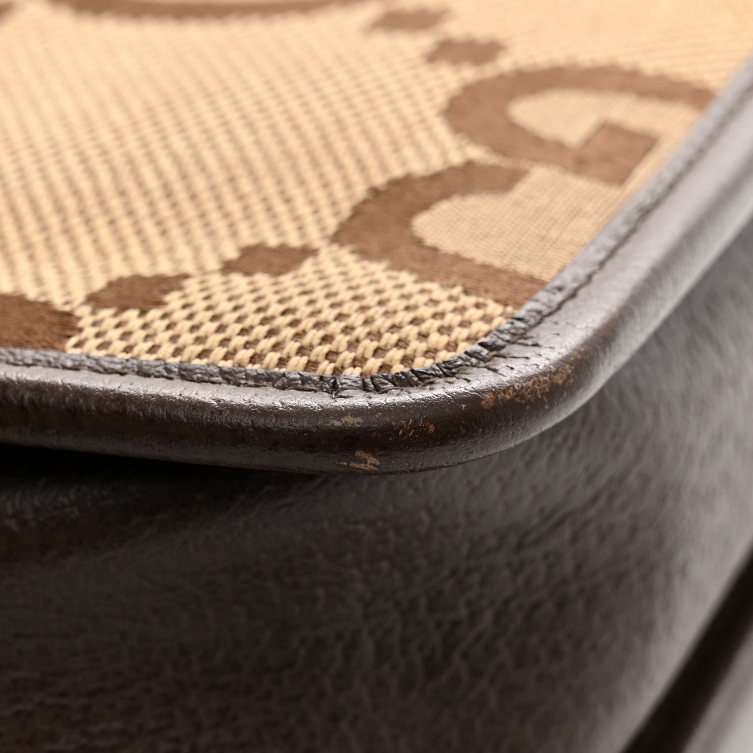 Gucci Monogram Jumbo GG Textured Dollar Calfskin Web Mini