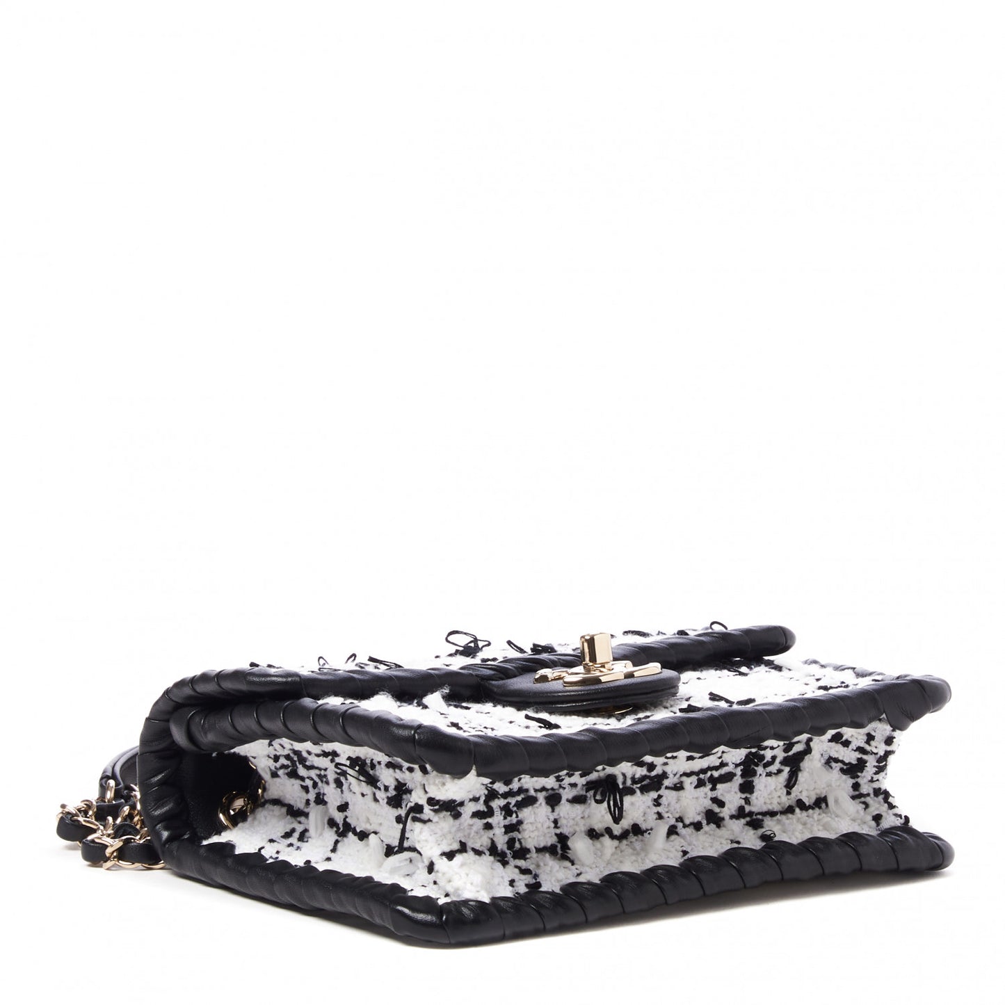 Tweed Braided Calfskin Mini My Own Frame Flap Grey Black