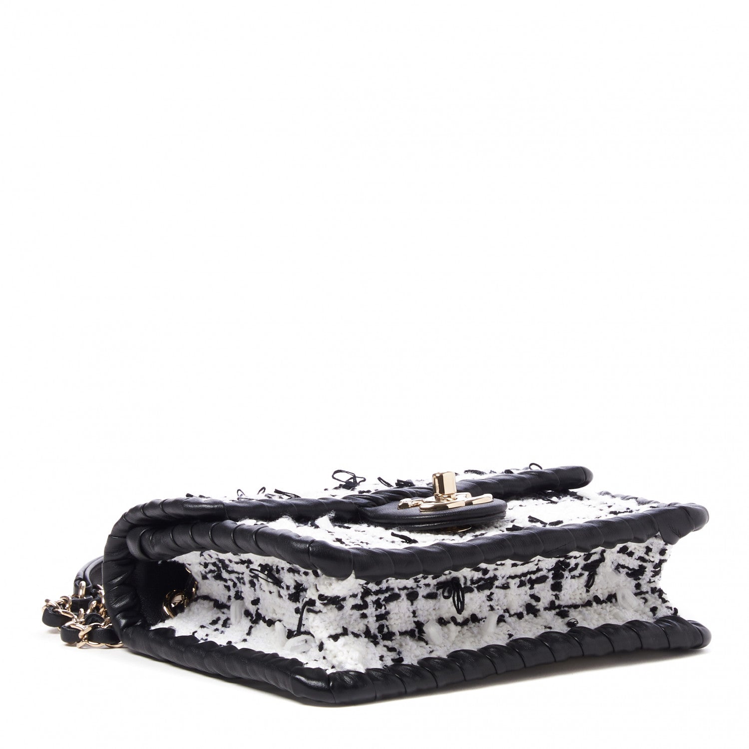 Chanel Tweed Braided Calfskin Mini My Own Frame Flap Grey Black 4 of 10