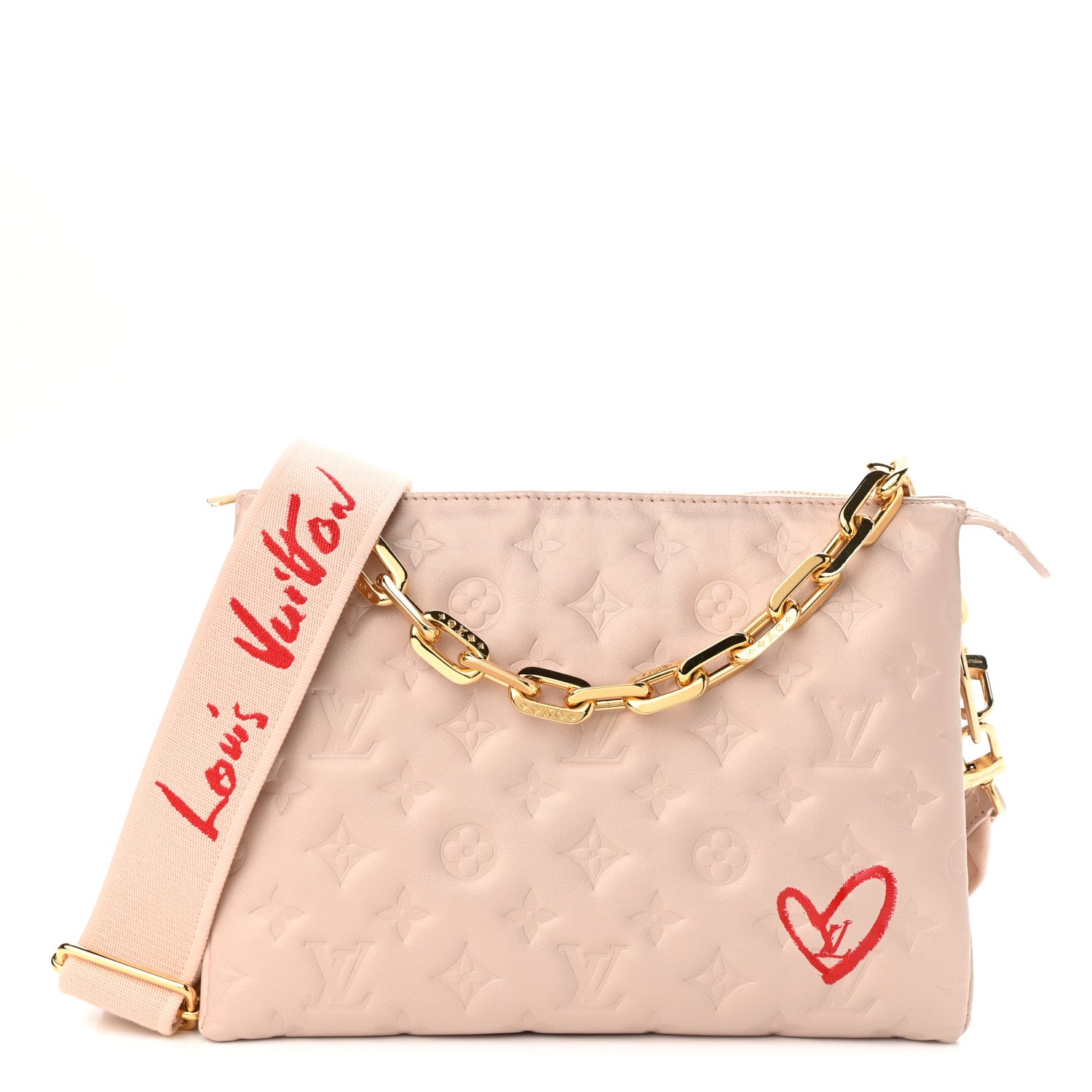Louis Vuitton Lambskin Embossed Monogram Fall In Love Coussin PM Dragée Light Pink 1 of 9