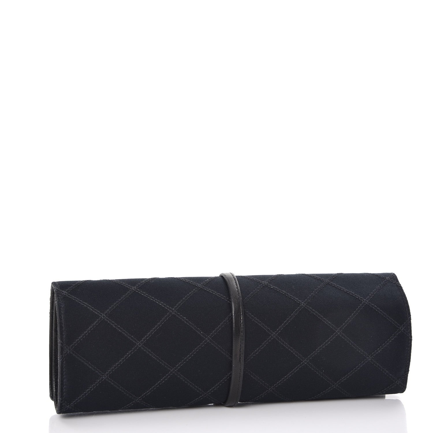 Chanel Satin Quilted Jewelry Roll Case Black 3 of 9