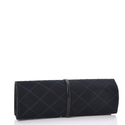 Chanel Satin Quilted Jewelry Roll Case Black 3 of 9