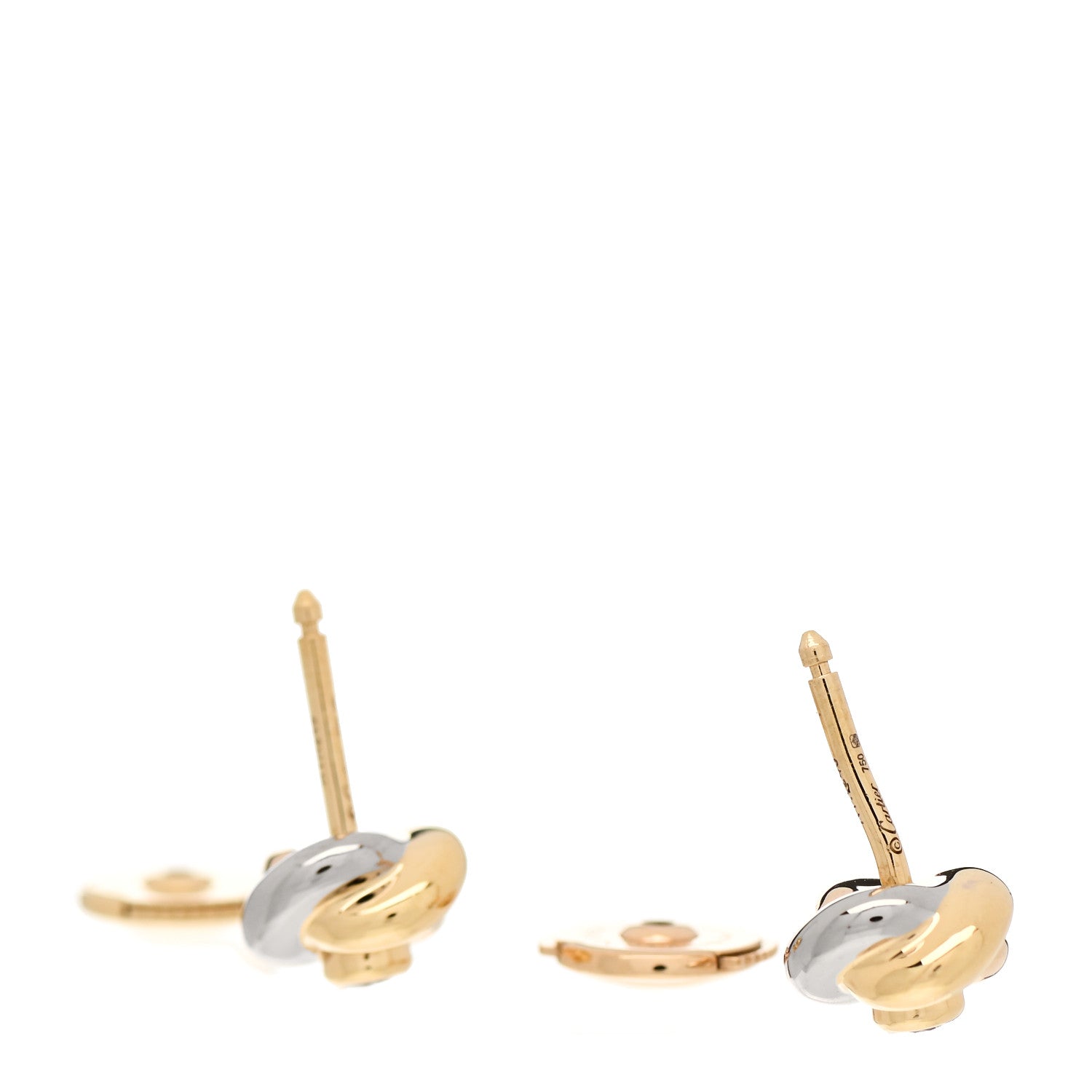 Cartier 18K Pink Yellow White Gold Diamond Trinity Stud Earrings 3 of 6