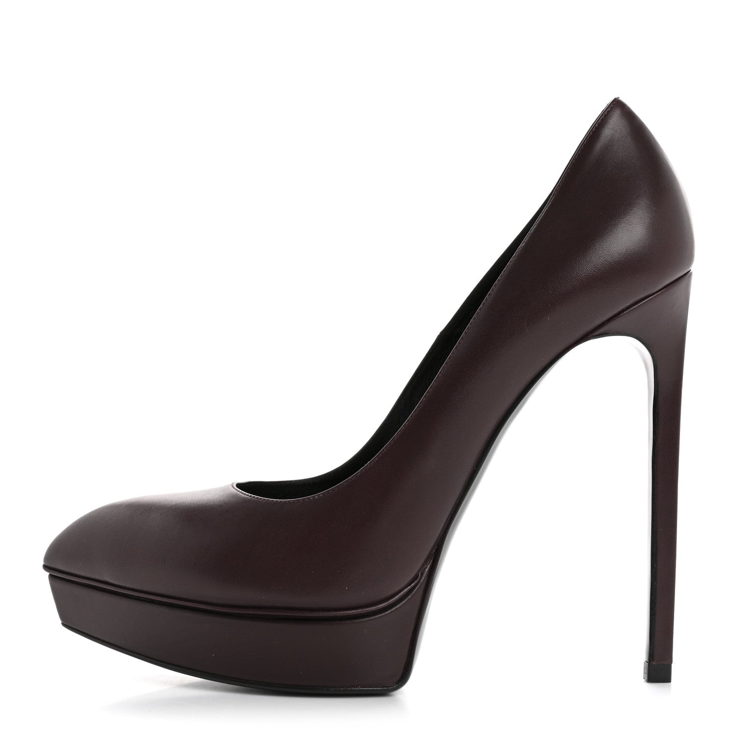 Saint Laurent Calfskin Janis 105 Platform Pumps 38.5 Cordovan 1 of 9