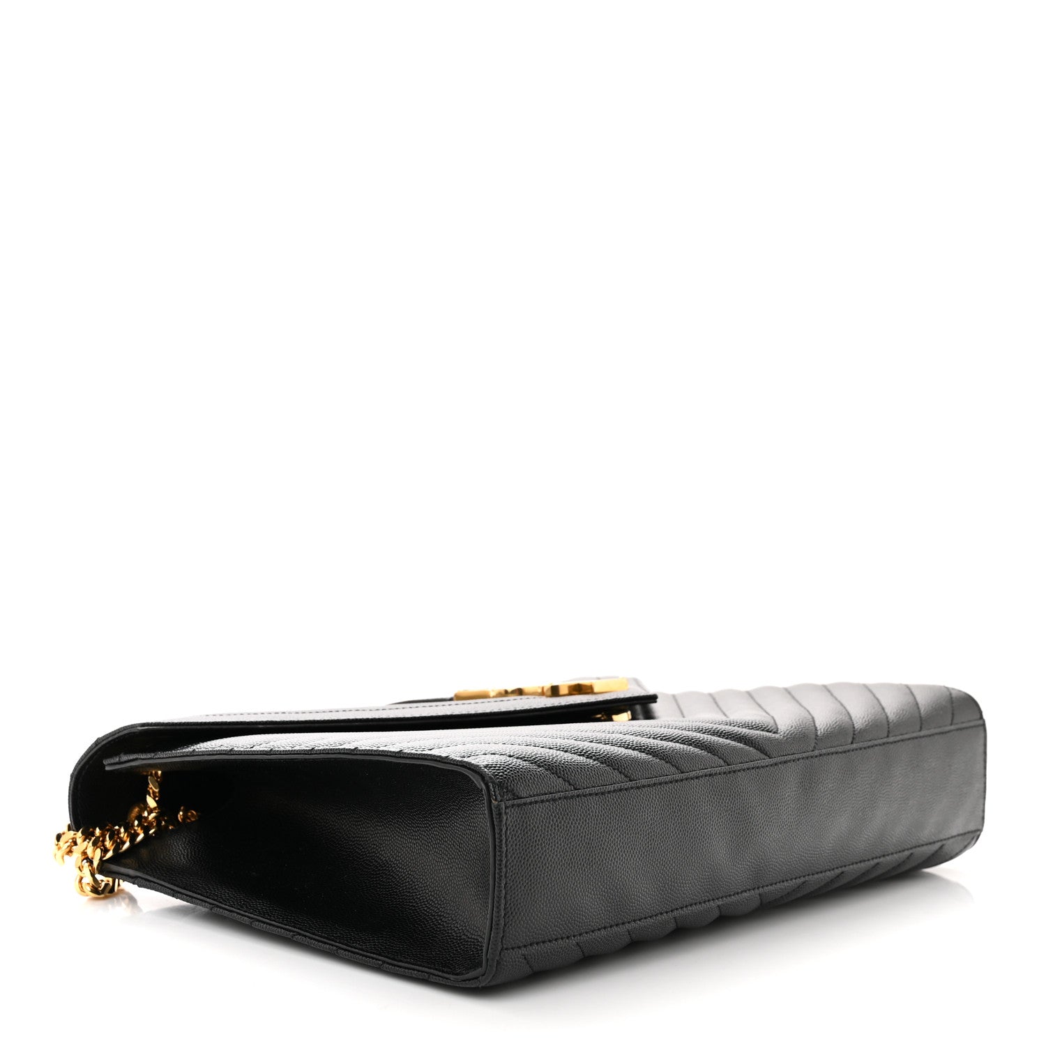 Saint Laurent Grain De Poudre Matelasse Chevron Large Monogram Satchel Black 4 of 10