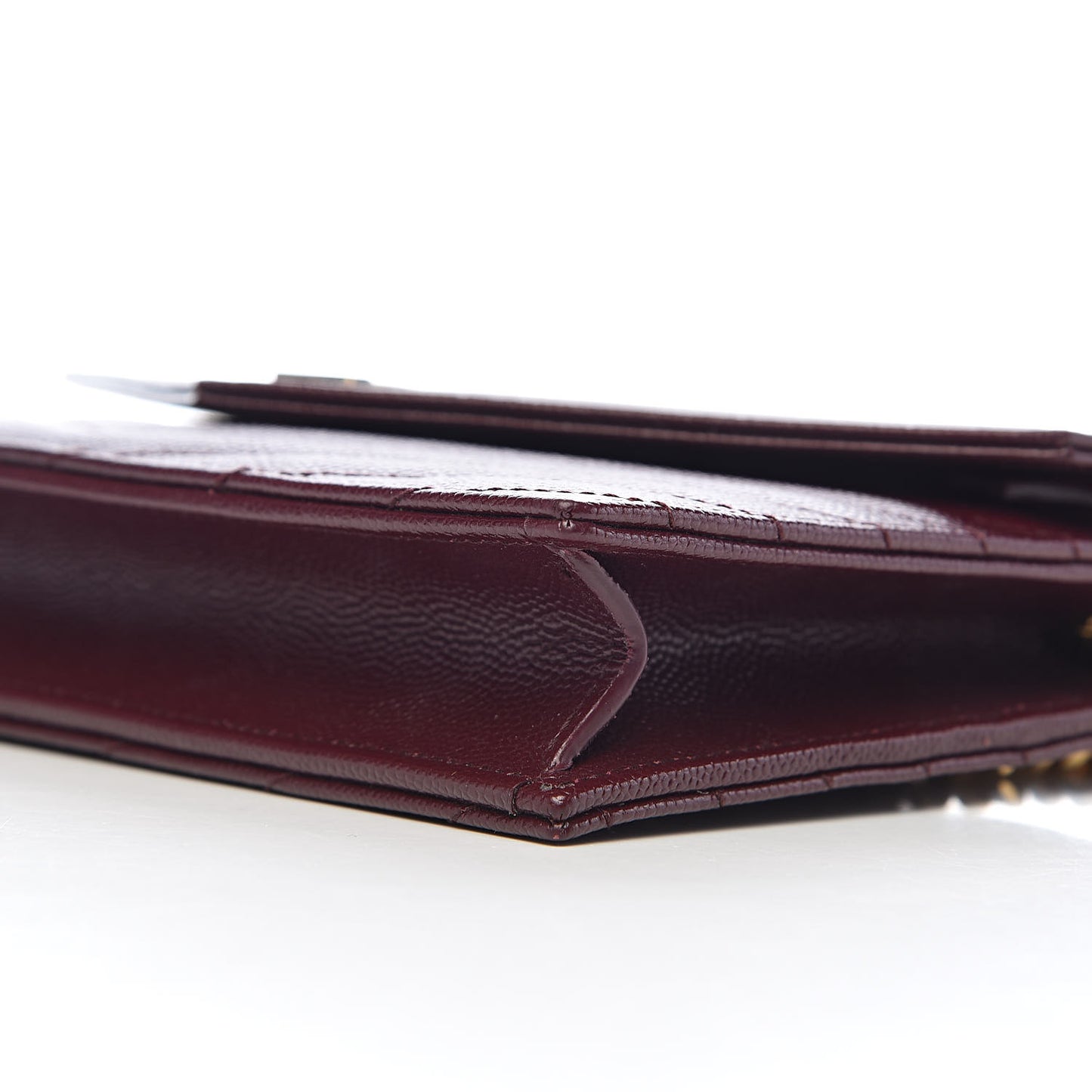 Grain De Poudre Matelasse Chevron Monogram Envelope Chain Wallet Rouge Legion