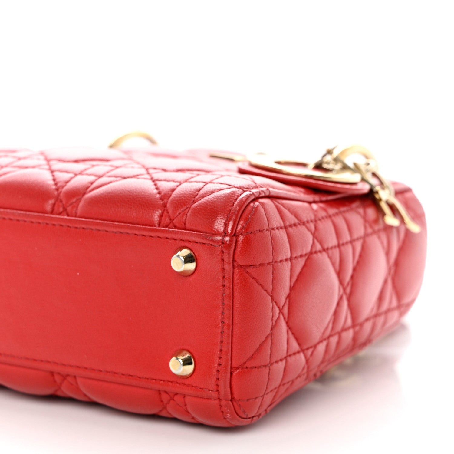 Christian Dior Lambskin Cannage Mini Lady Dior Red 8 of 9