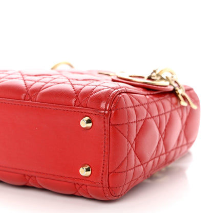 Christian Dior Lambskin Cannage Mini Lady Dior Red 8 of 9