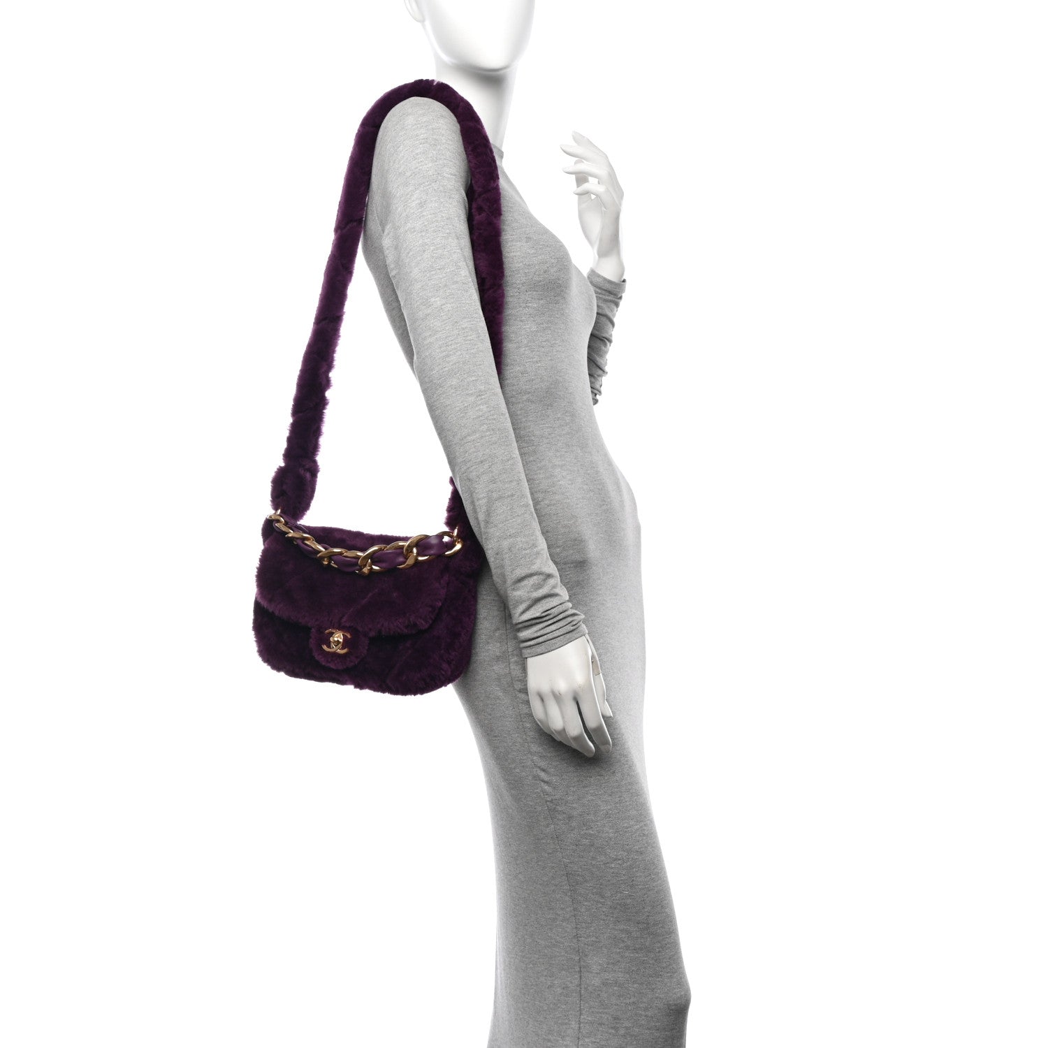 Chanel Shearling Lambskin Quilted Flap Purple 2 of 10