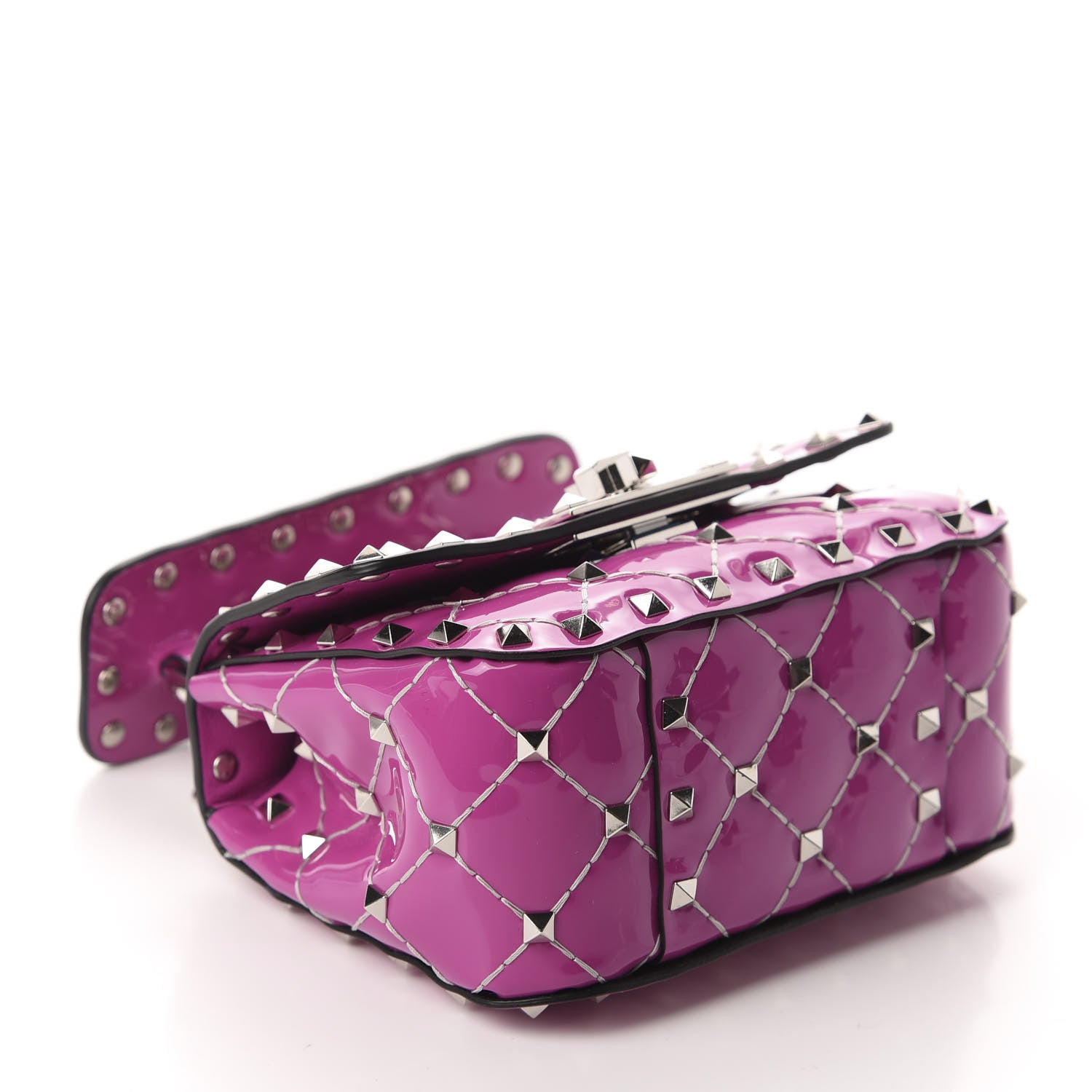 Valentino Garavani Patent Micro Rockstud Spike Shoulder Bag Radiant Orchid 4 of 9