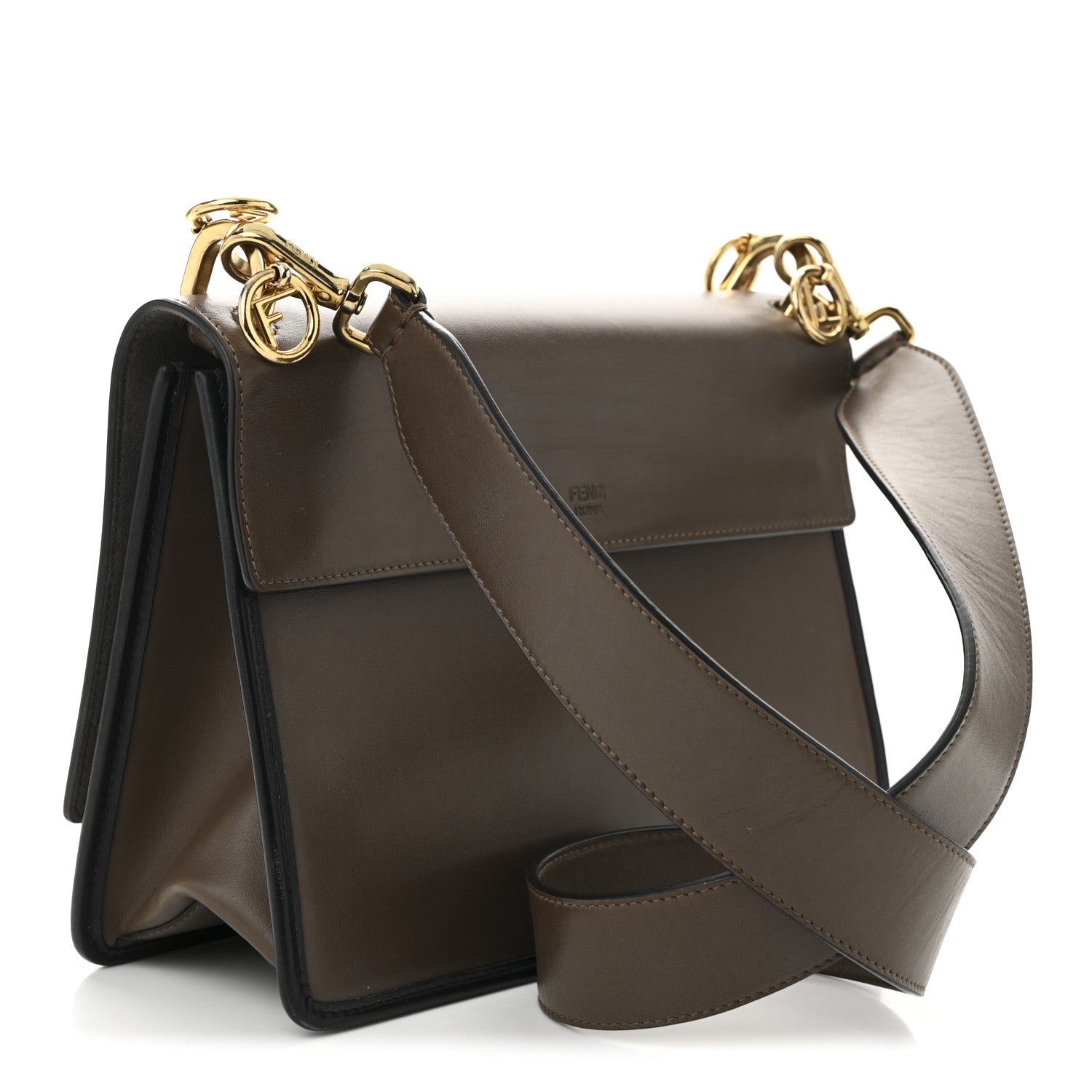 Fendi Vitello Century F is Fendi Bi-Color FF 1974 Embossed Kan I Shoulder Bag Maya Black 3 of 11