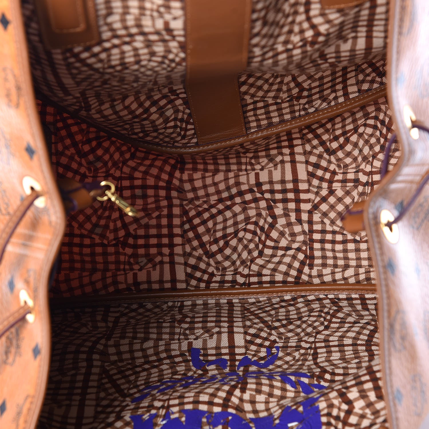 MCM Visetos Large Liz Reversible Shopper Tote Cognac 13 of 15