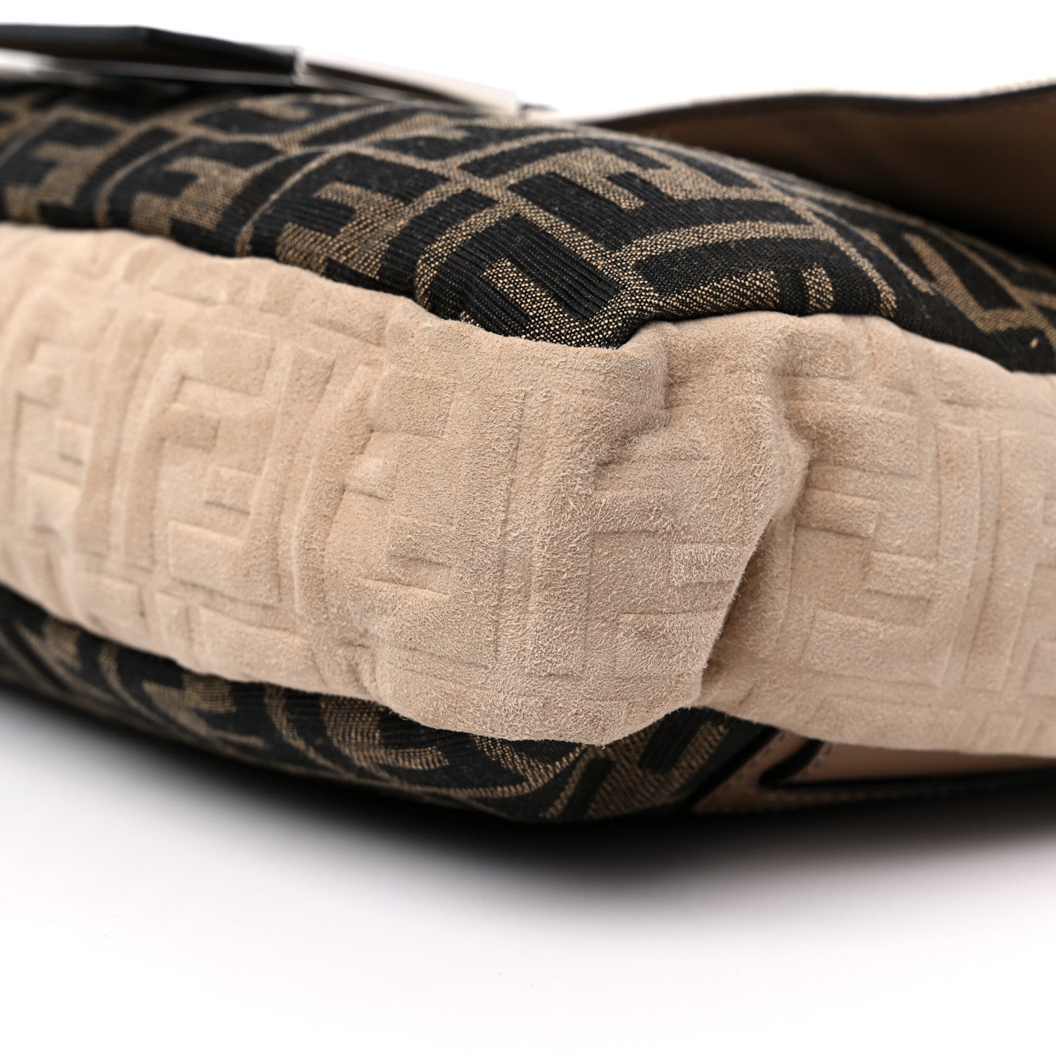 Fendi Fabric Jacquard Canvas Vitello Grace Pequin FF 1974 Large Convertible Baguette Tobacco Moro Grezzo Sand 9 of 9