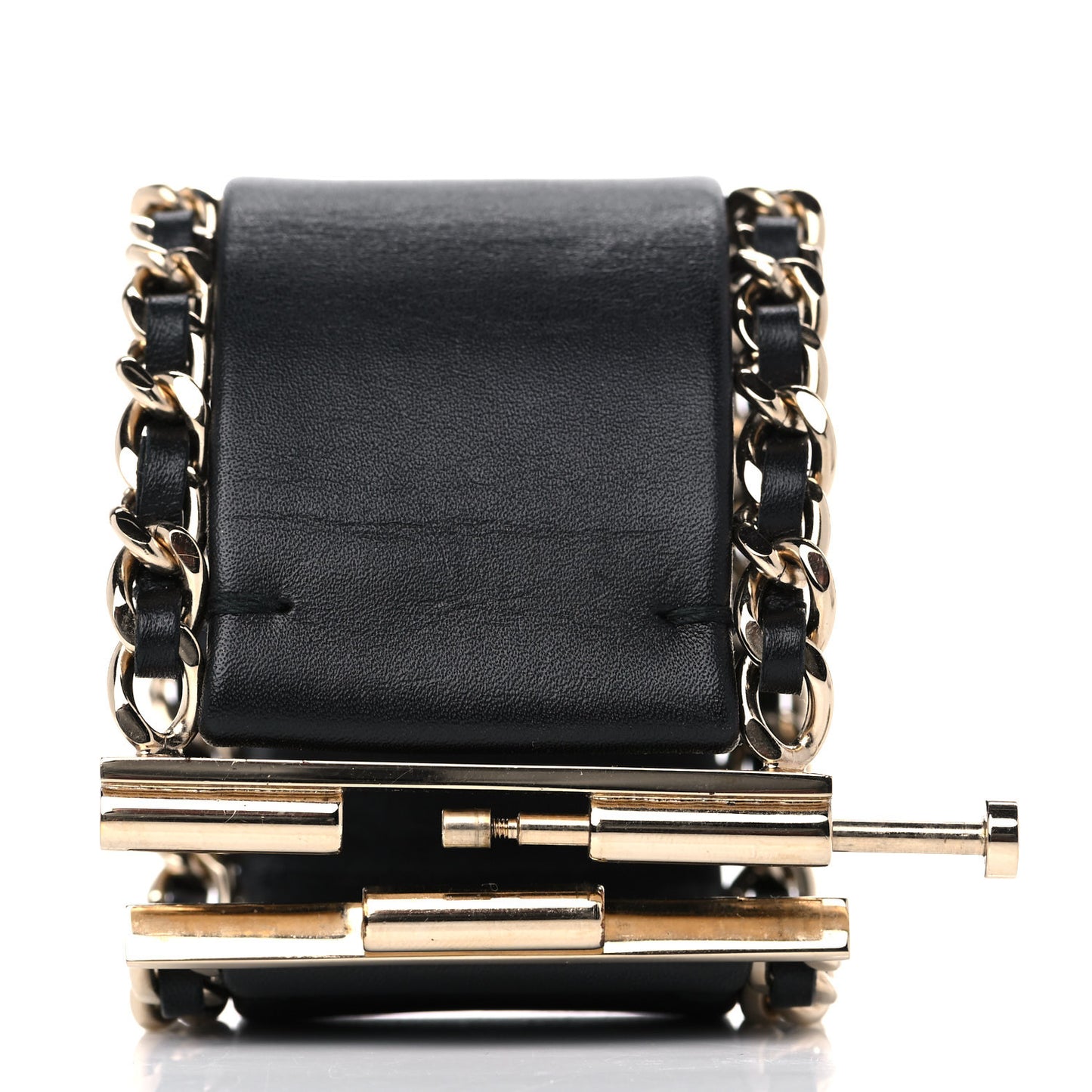 Lambskin Chain CC Cuff Black Gold