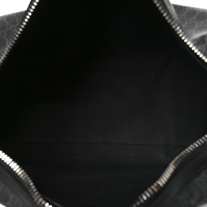 Gucci Soft GG Supreme Monogram Appia Calfskin Web Medium Carry On Duffle Bag Black Grey 4 of 11