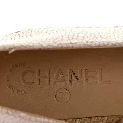 Chanel Crackled Calfskin Espadrilles 36 Light Beige Black 8 of 13