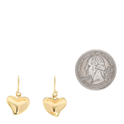 Tiffany 18K Yellow Gold Elsa Peretti Full Heart Drop Earrings 2 of 5