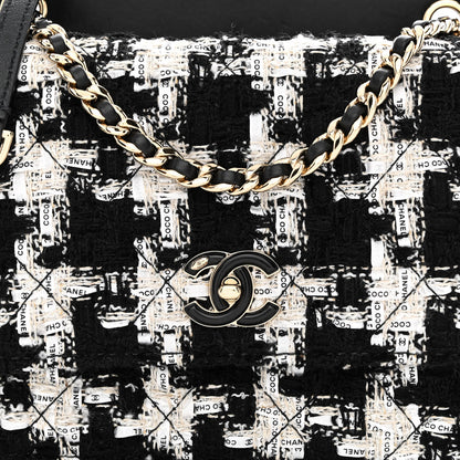 Chanel Tweed Lambskin Quilted Flap Black Ecru White 9 of 12